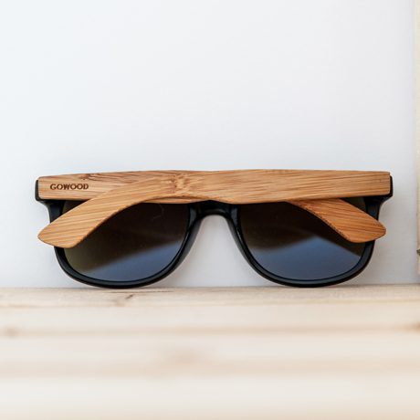 bamboo wood classic style sunglasses black lenses