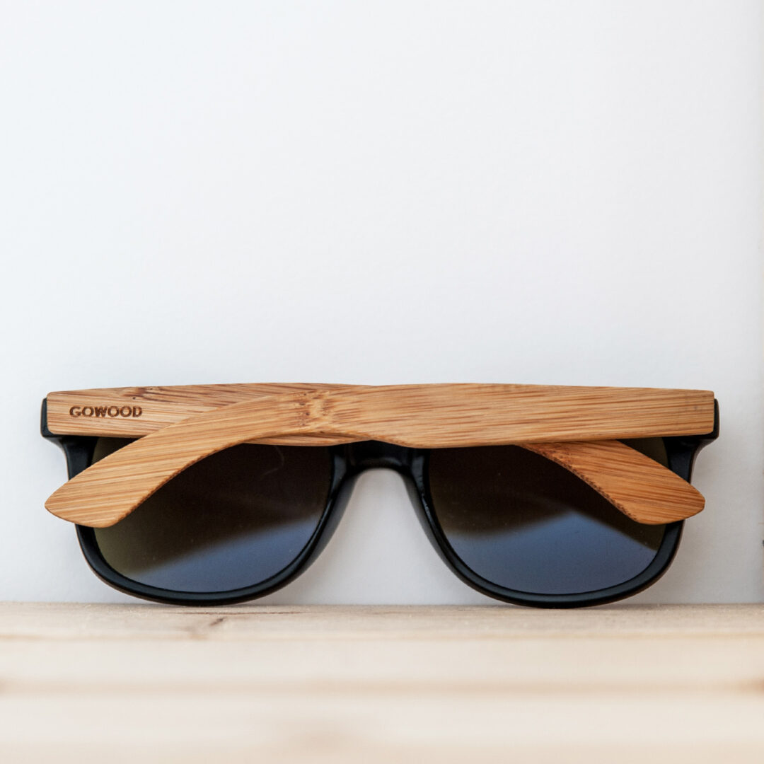 bamboo wood wayfarer sunglasses black lenses