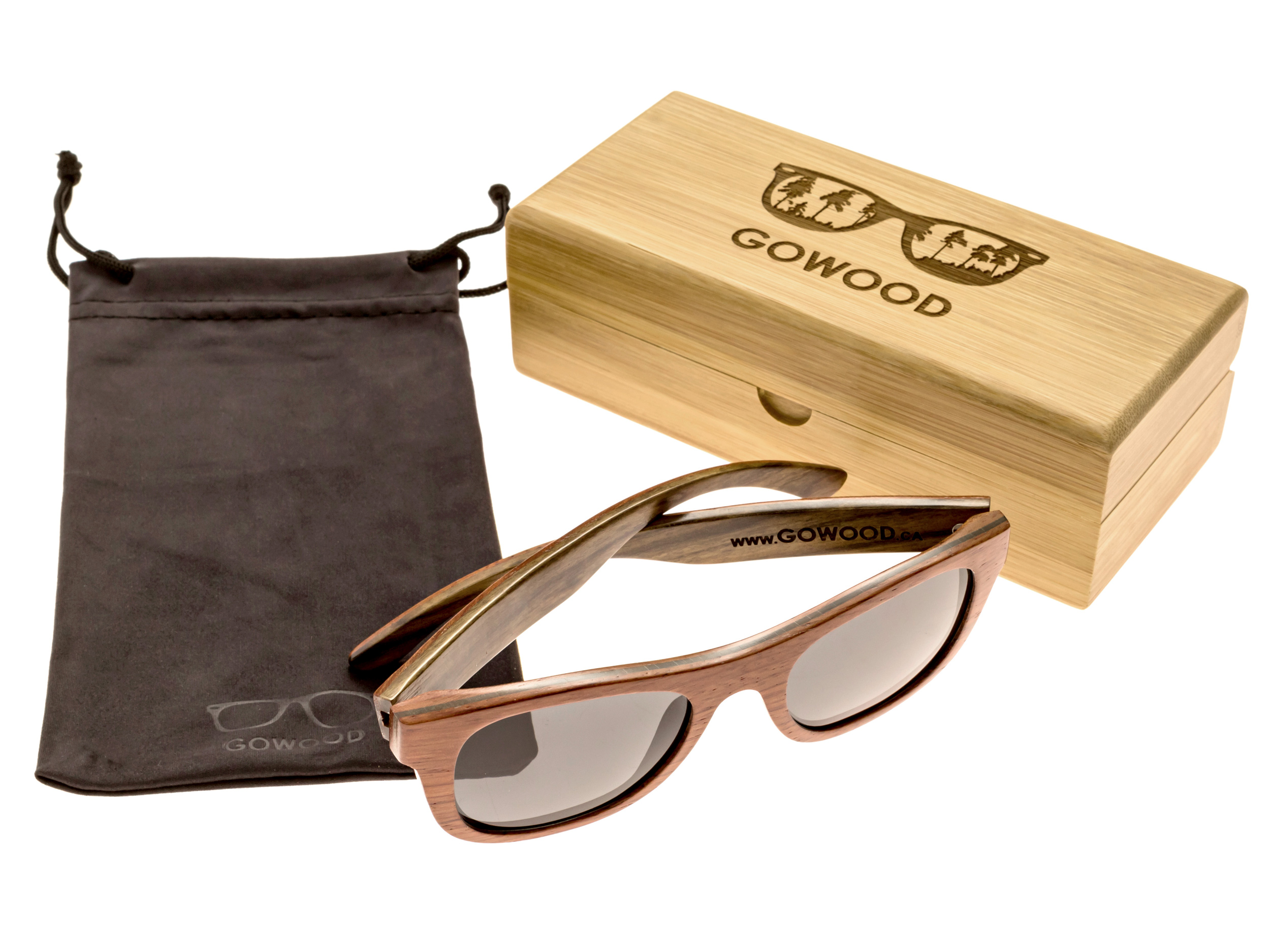 Bubinga and ebony wood sunglasses New York - set