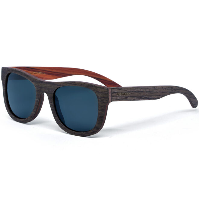Walnut rosewood sunglasses with black polarized lenses