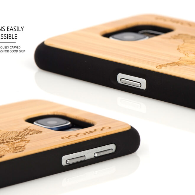 Samsung Galaxy S6 case bamboo world map buttons