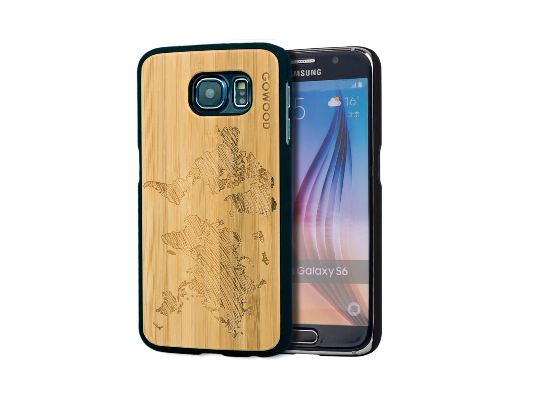 Samsung Galaxy S6 case bamboo world map