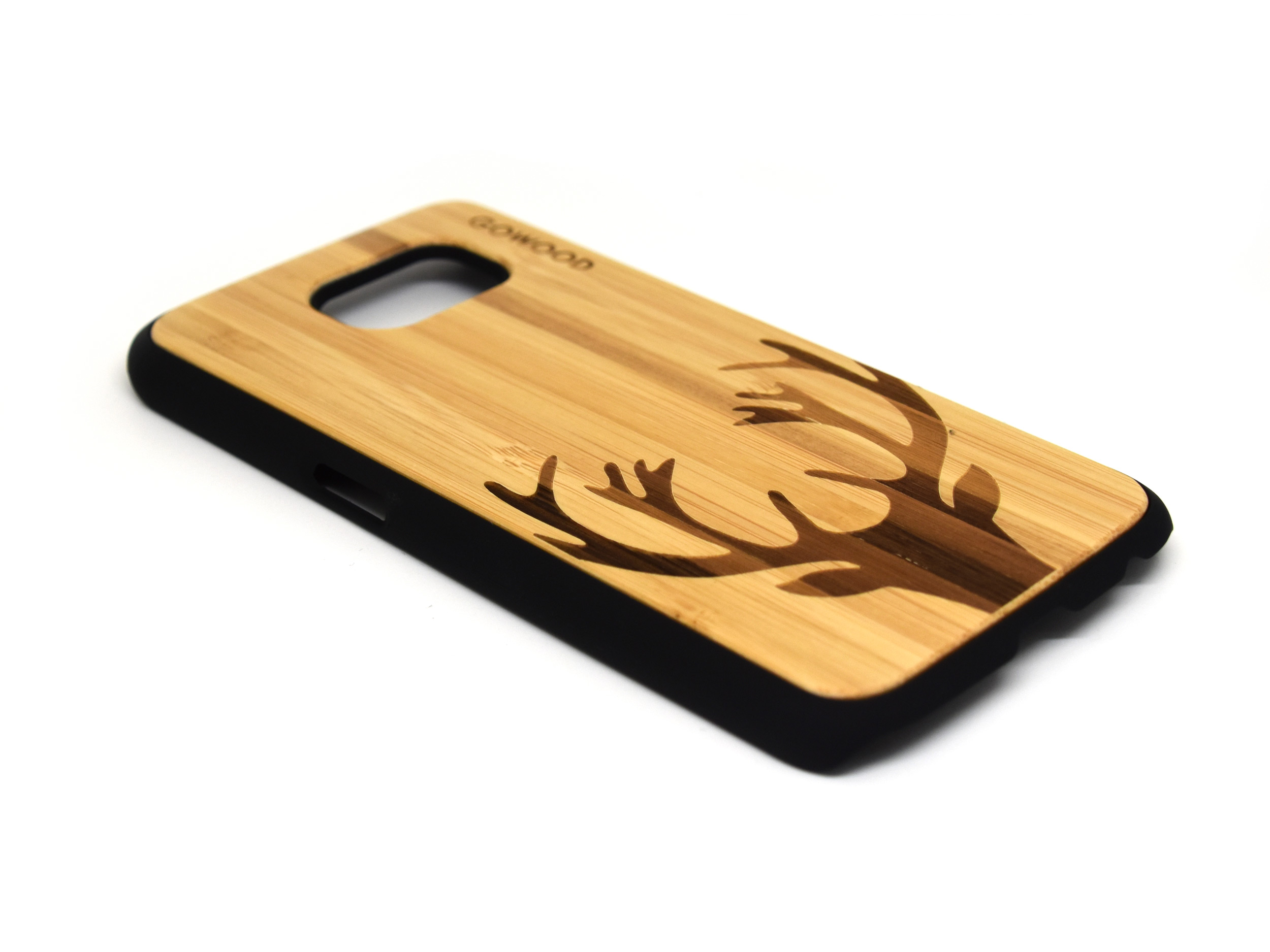 Samsung Galaxy S6 case bamboo wood with deer