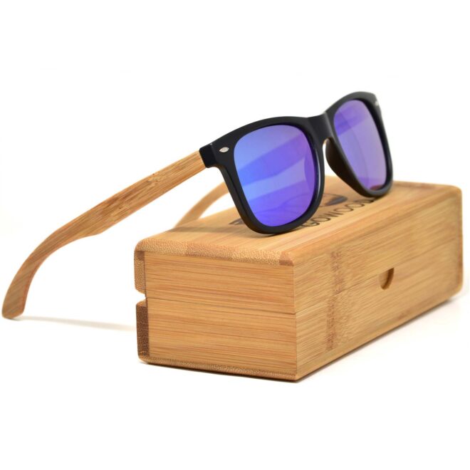 Awerise Personalized Ebony Wooden Polarized Mirrored Unisex Sunglasses