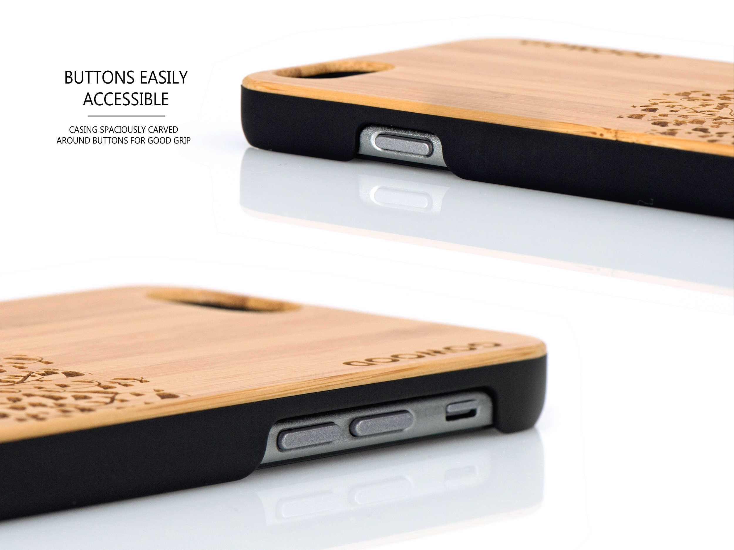 iPhone 6 case bamboo tree wood buttons