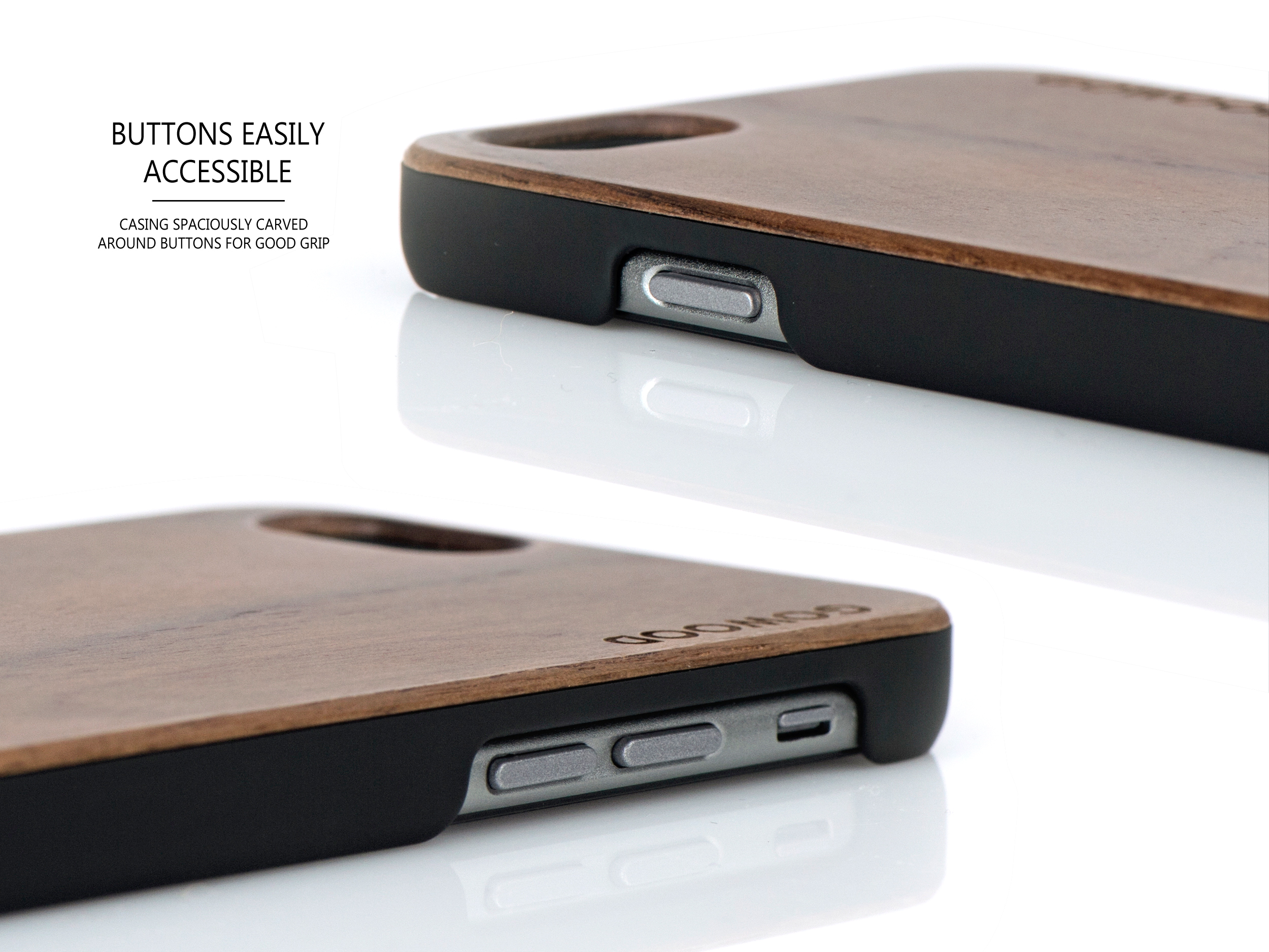 iPhone 6 case walnut wood buttons