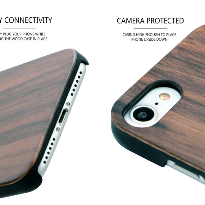 iPhone 7 and 8 wood case walnut camera