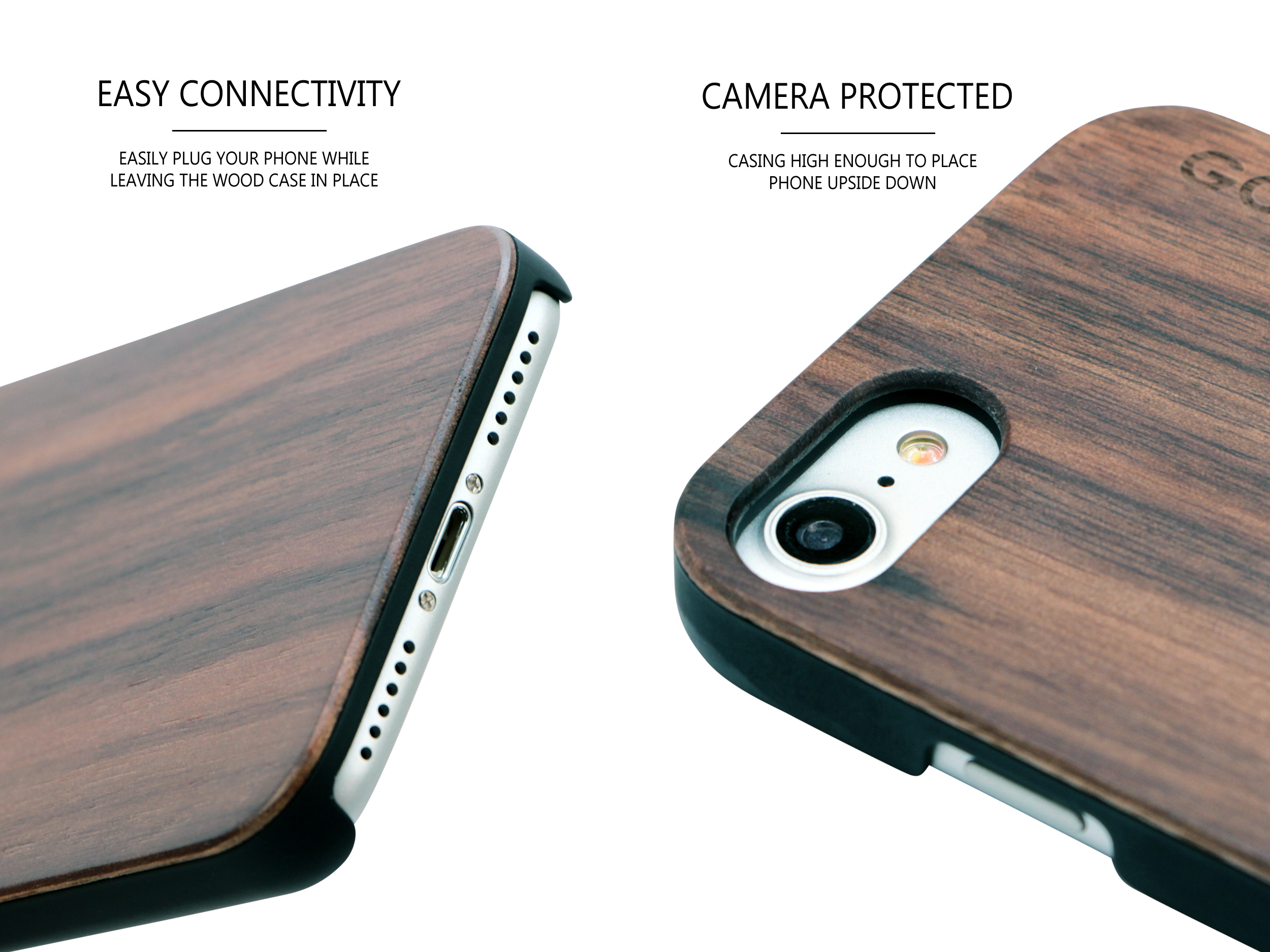 iPhone 7 hoesje walnoot hout camera