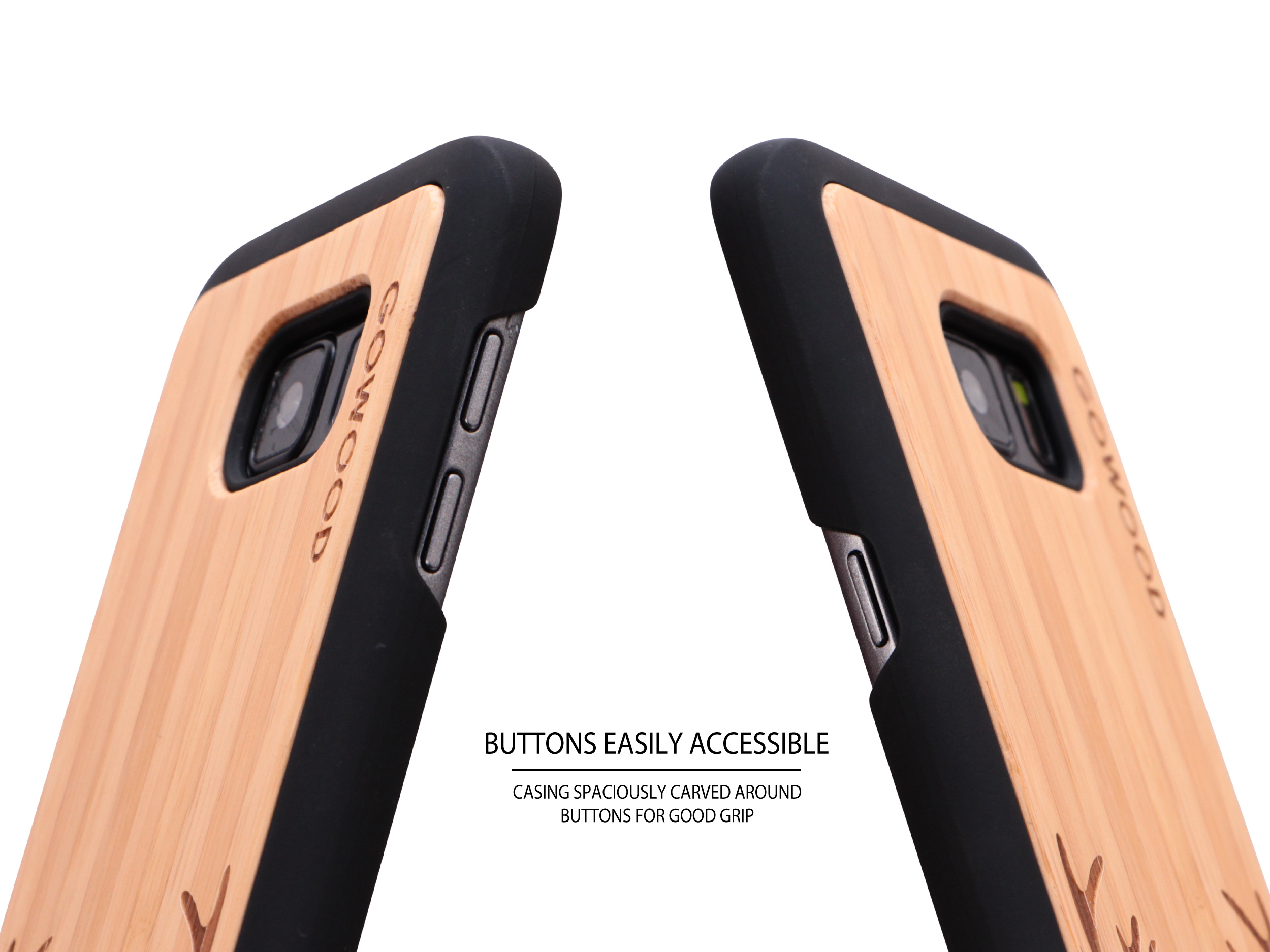 Samsung Galaxy S7 wood case deer buttons