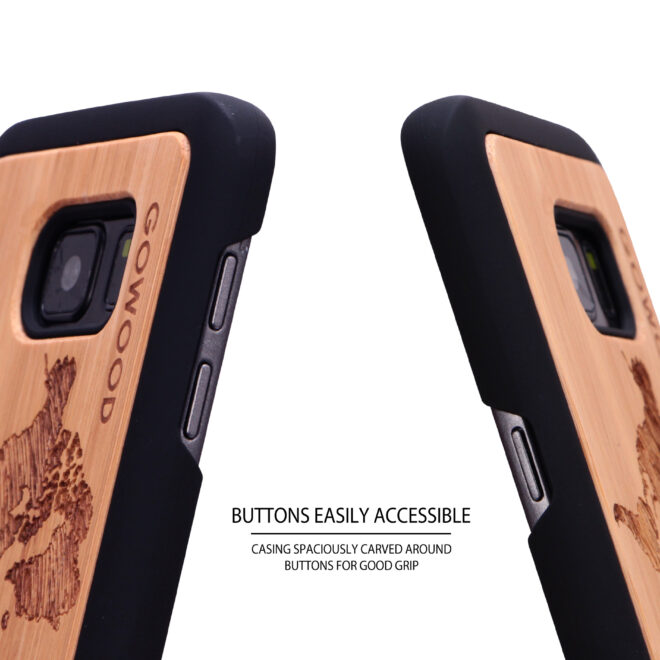 Samsung Galaxy S7 wood case world map buttons