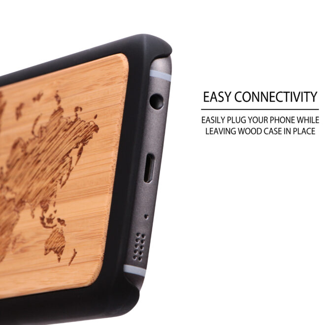 Samsung Galaxy S7 wood case world map socket