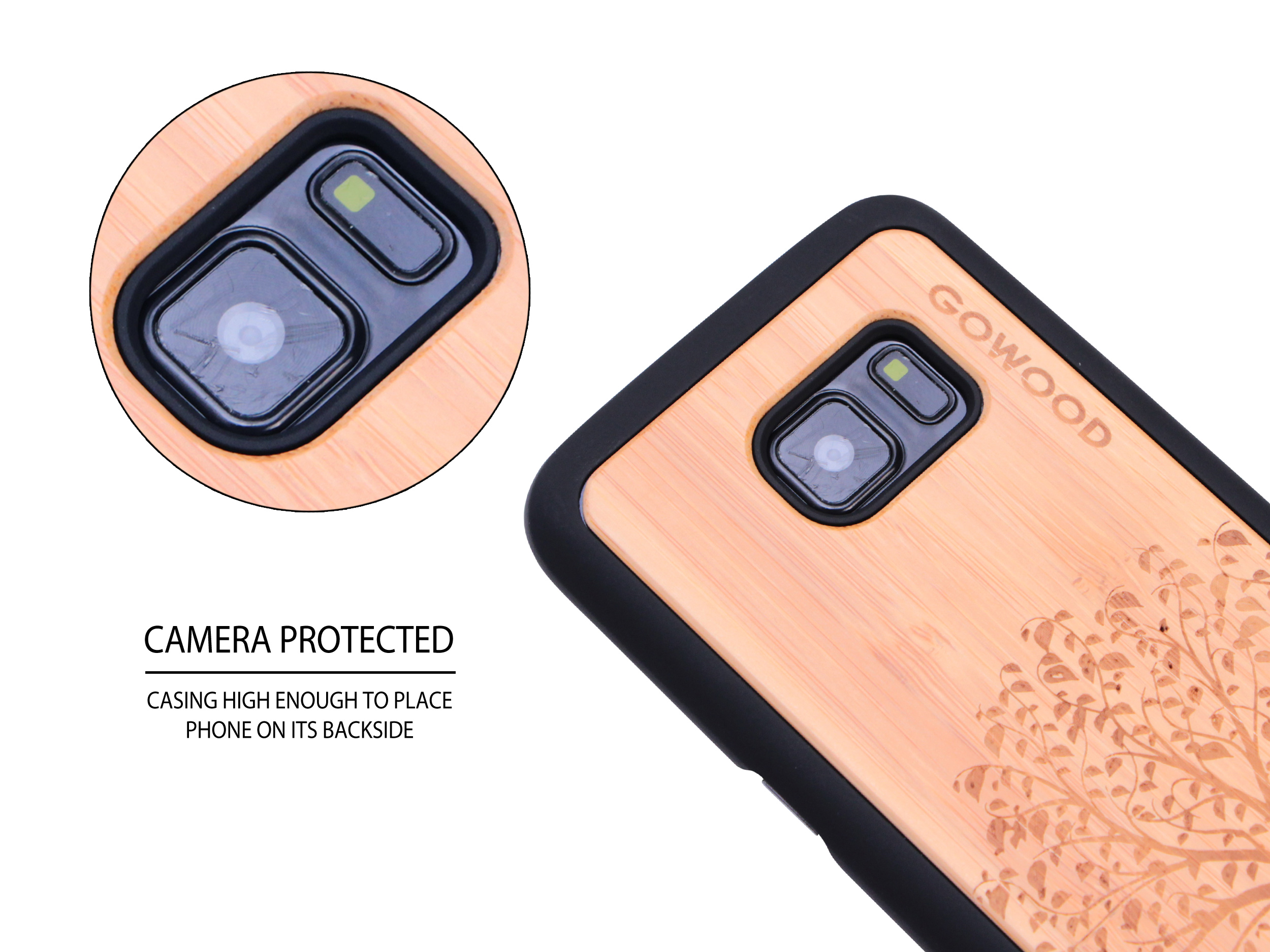 Samsung Galaxy S7 wood case tree camera