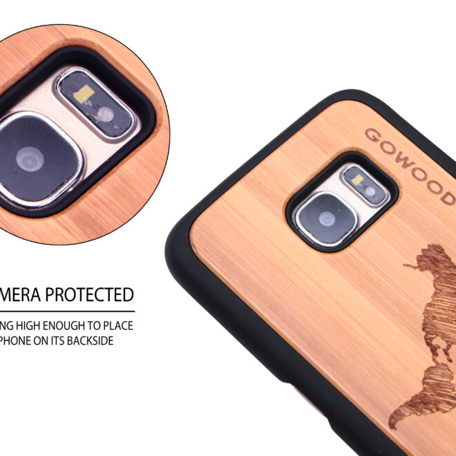 Samsung Galaxy S7 Edge wood case world map camera