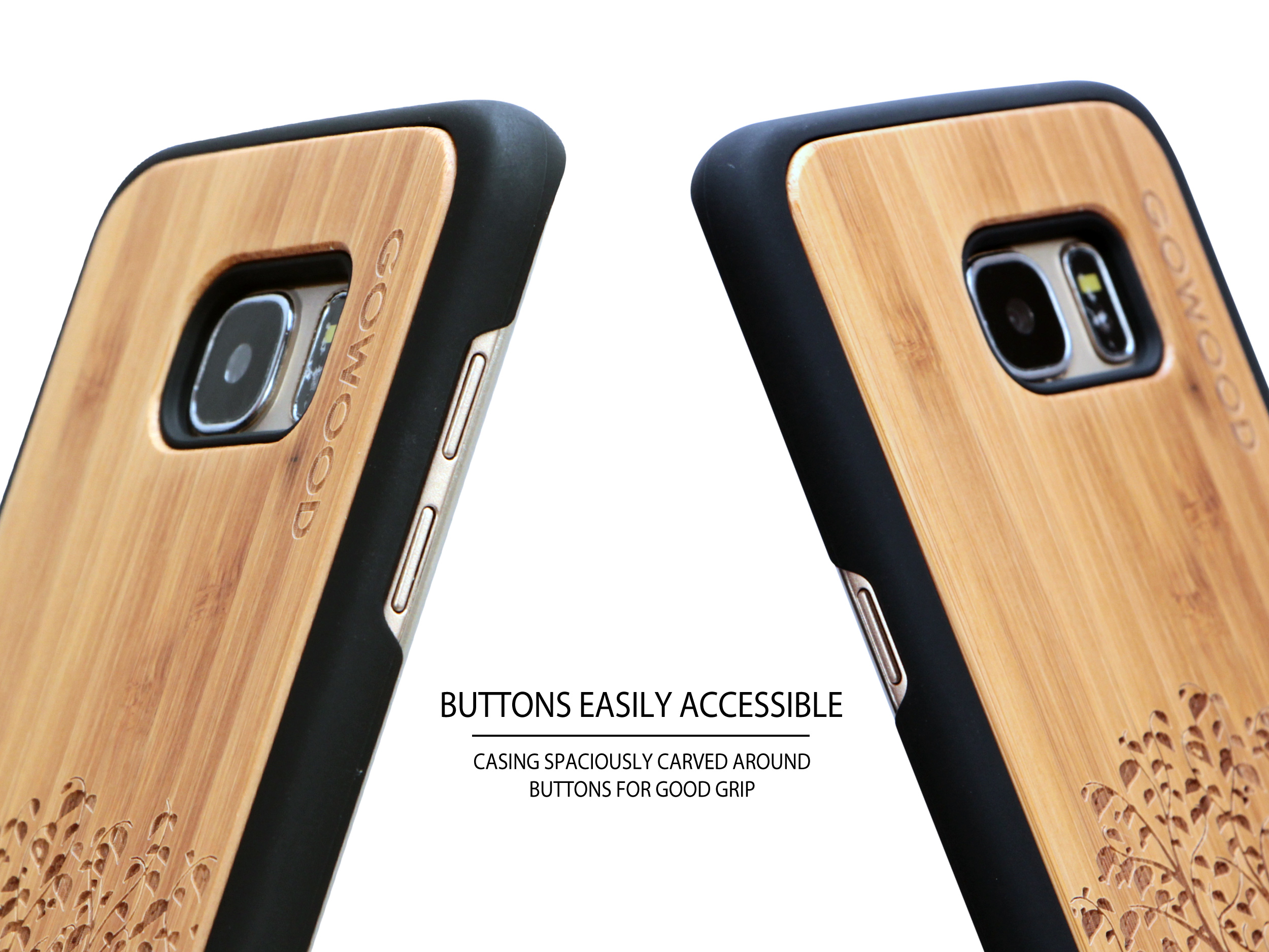 Samsung Galaxy S7 Edge wood case tree buttons