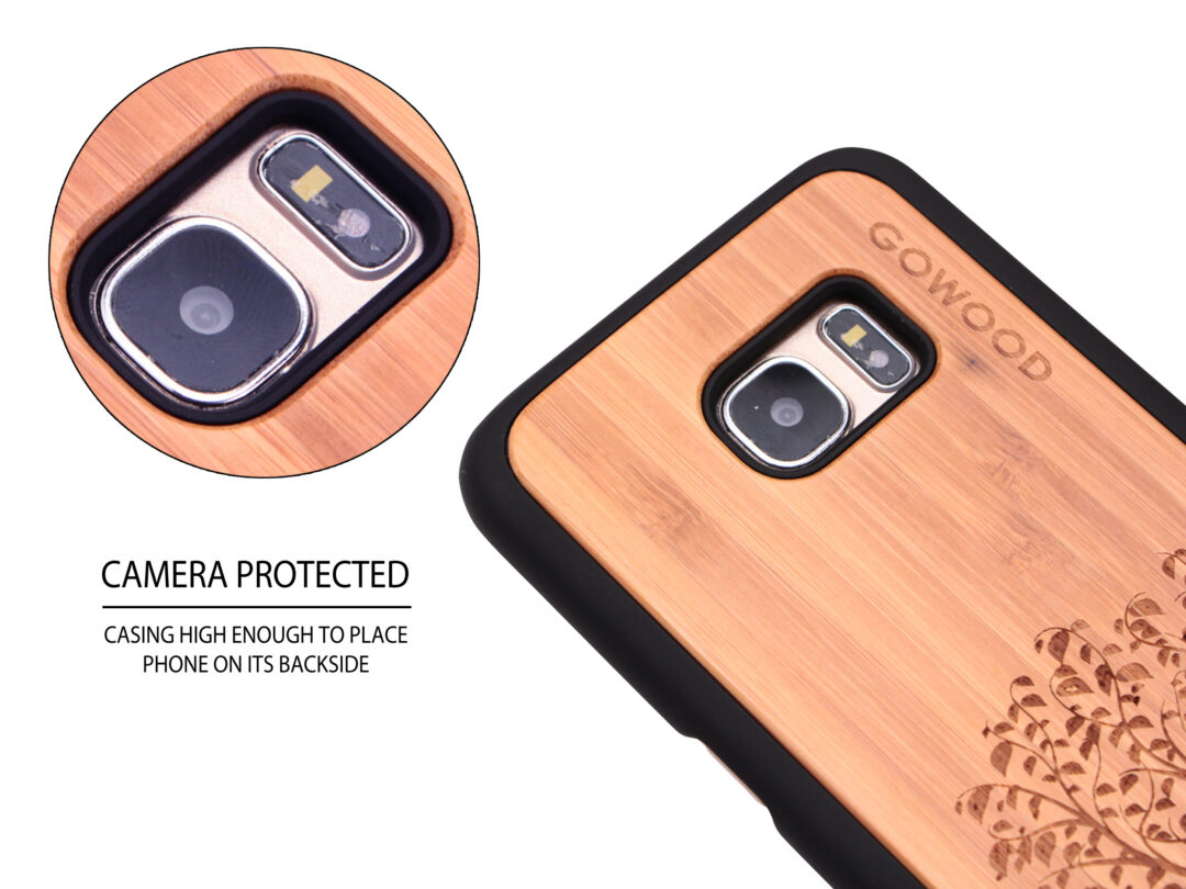 Samsung Galaxy S7 Edge wood case tree camera