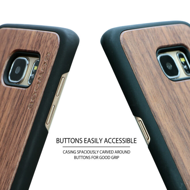 Samsung Galaxy S7 Edge wood case walnut buttons