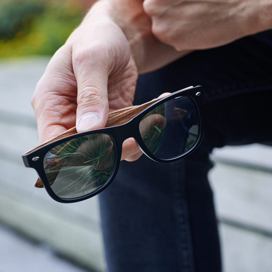 zebra wood classic style sunglasses black lenses