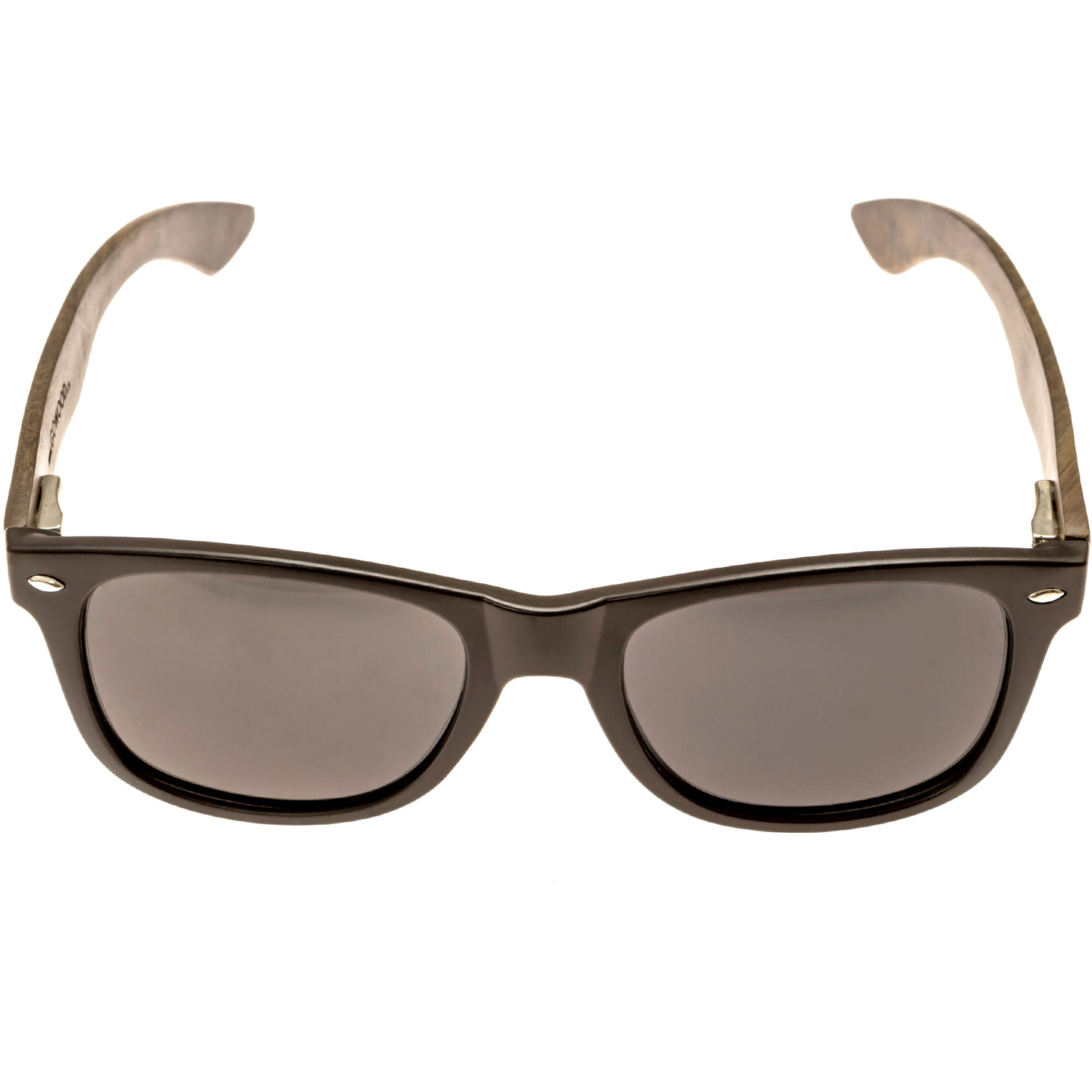 Ebony wood wayfarer sunglasses black lenses acetate front frame
