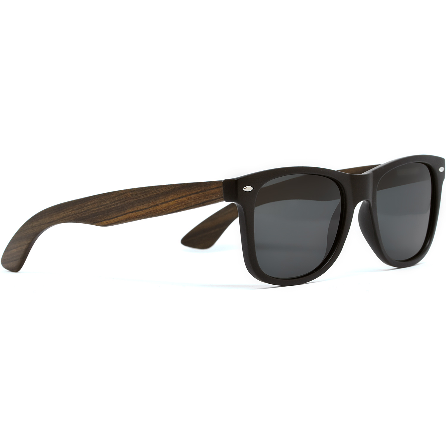 Ebony wood wayfarer sunglasses black lenses acetate right