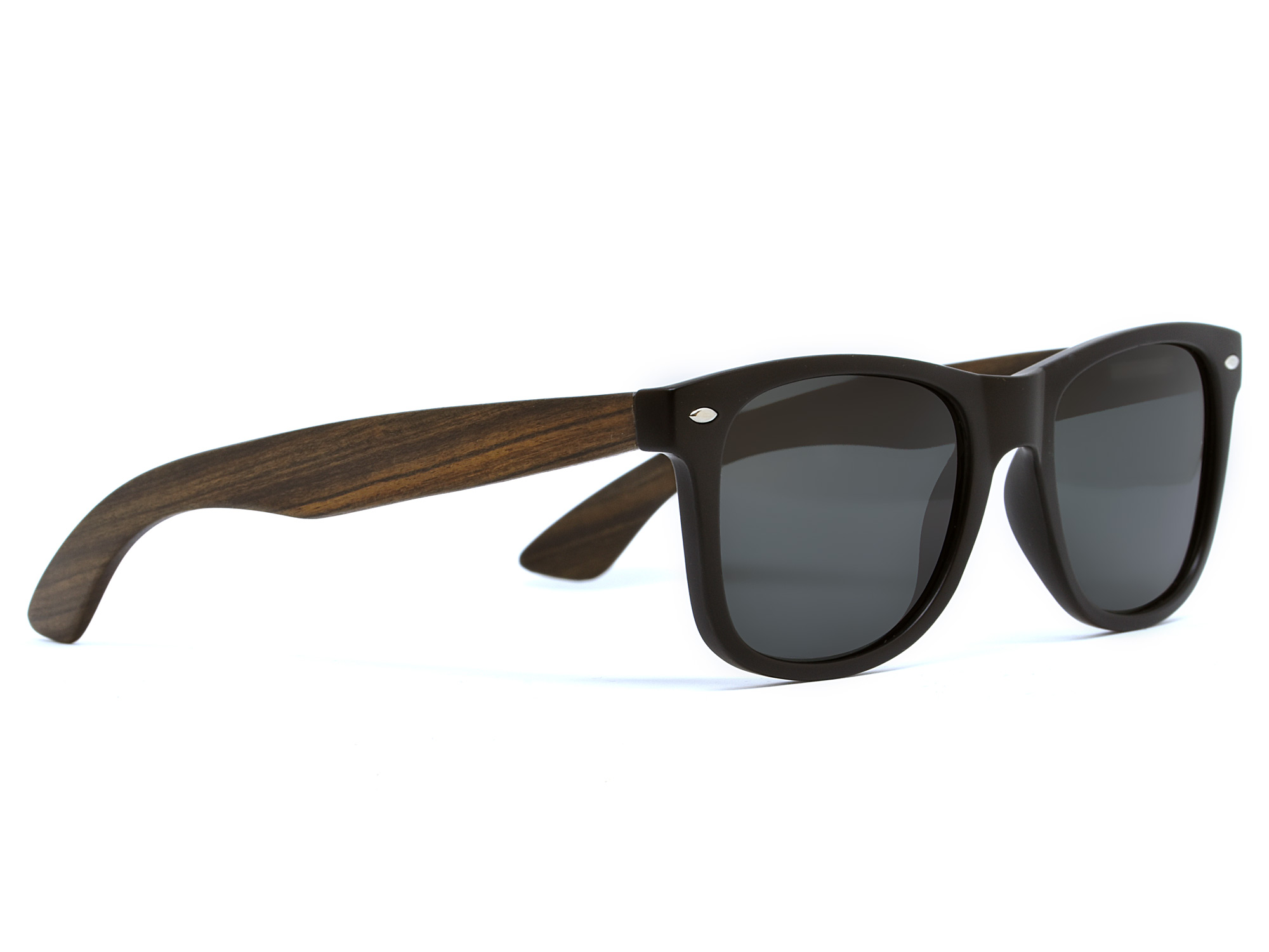 Ebony wood sunglasses wayfarer style with black polarized lenses