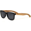 Zebra wood wayfarer sunglasses with black polarized lenses