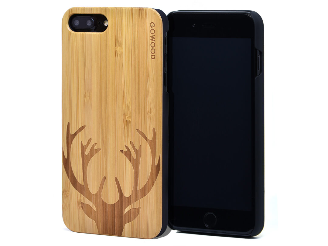 iPhone 7 Plus and 8 Plus bamboo wood case world deer