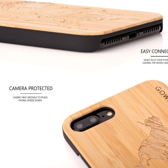 iPhone 7 Plus and 8 Plus wood case map - camera