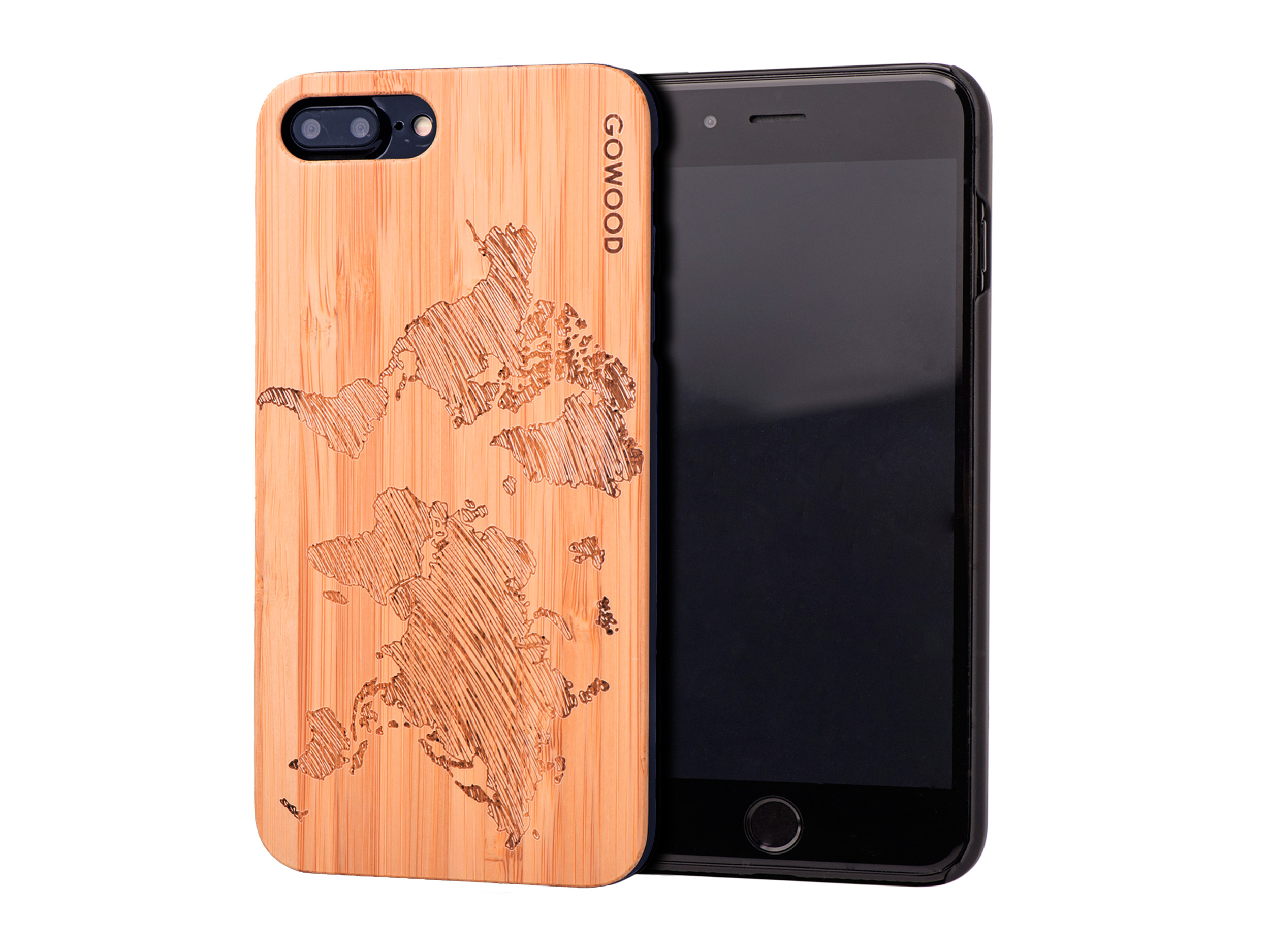 iPhone 7 Plus and 8 Plus wood case map