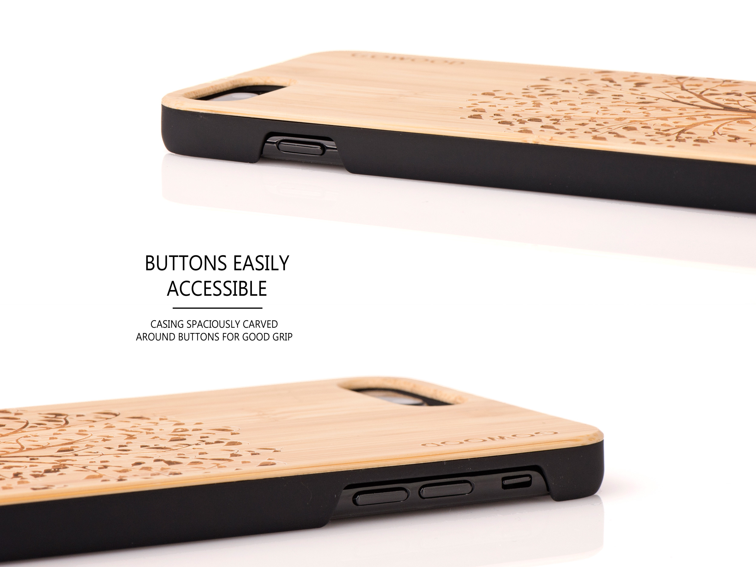 iPhone 7 Plus and 8 Plus wood case tree - buttons