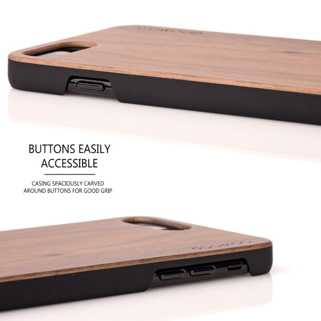 iPhone 7 Plus and 8 Plus wood case walnut - buttons