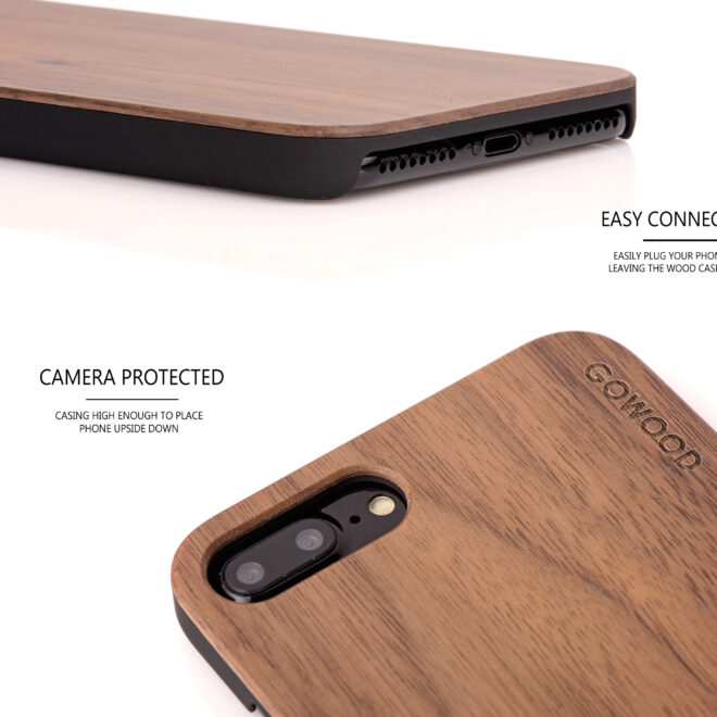 iPhone 7 Plus and 8 Plus wood case walnut - camera