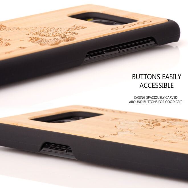 Samsung Galaxy S8 wood case world map - buttons