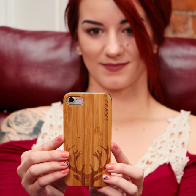 iPhone 6 Plus wood case deer girl