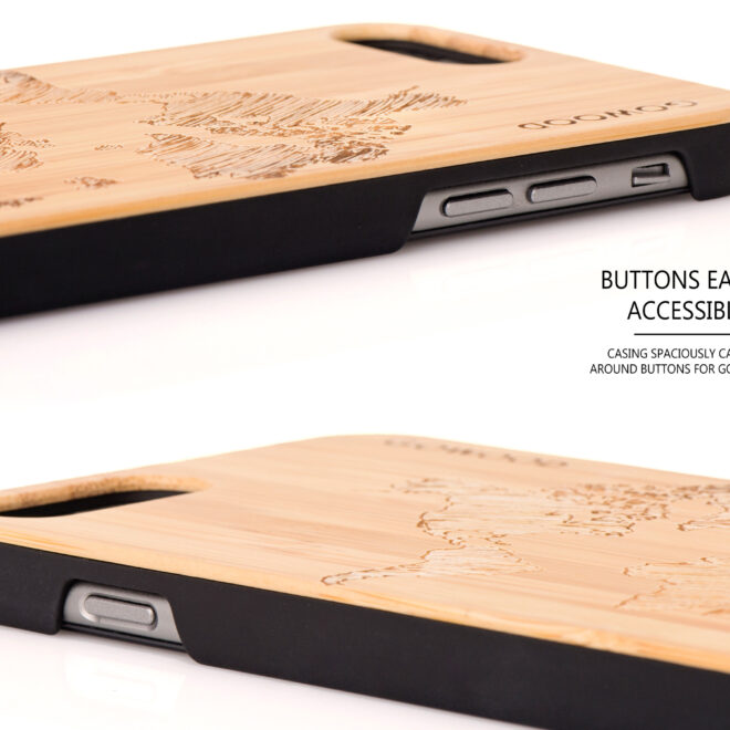 iPhone 6 Plus wood case map buttons
