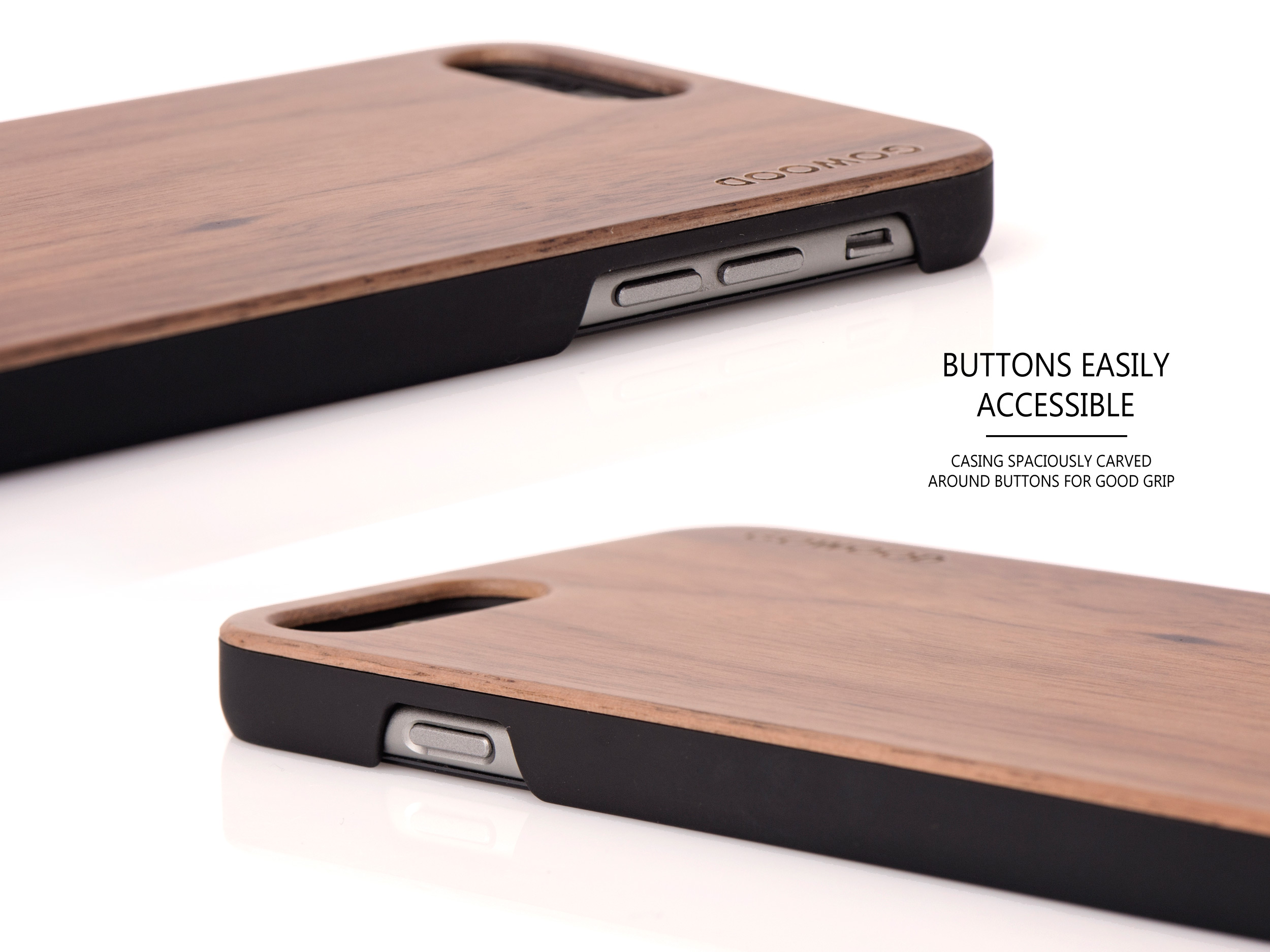 iPhone 6 Plus wood case walnut buttons