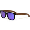 Walnut wood wayfarer sunglasses blue lenses