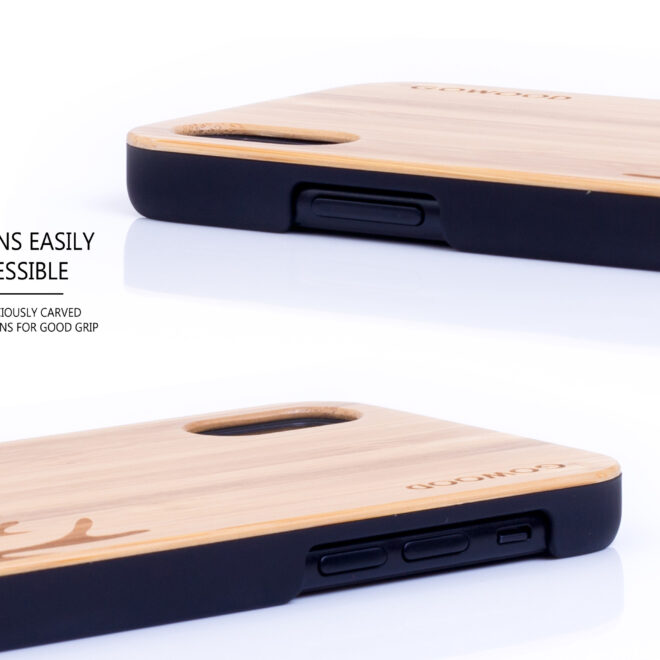 iPhone X and XS wood case bamboo deer buttons
