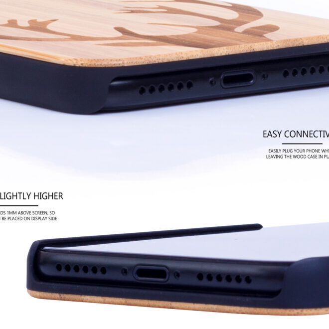 étui iPhone X en bois bambou chevreuil