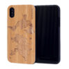 étui iPhone X en bois bambou carte du monde