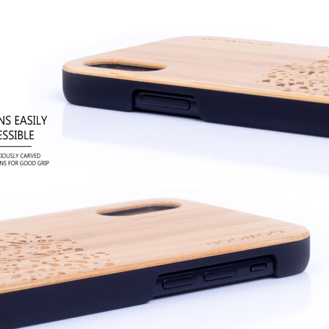 iPhone X and XS wood case bamboo tree buttons