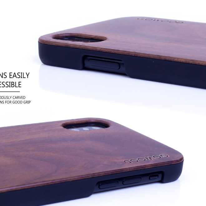 iPhone X and XS wood case walnut buttons