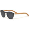 Round bamboo wood sunglasses black polarized lenses