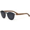 Round walnut wood sunglasses black polarized lenses