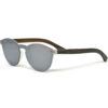Round ebony wood sunglasses silver mirrored polarized lenses