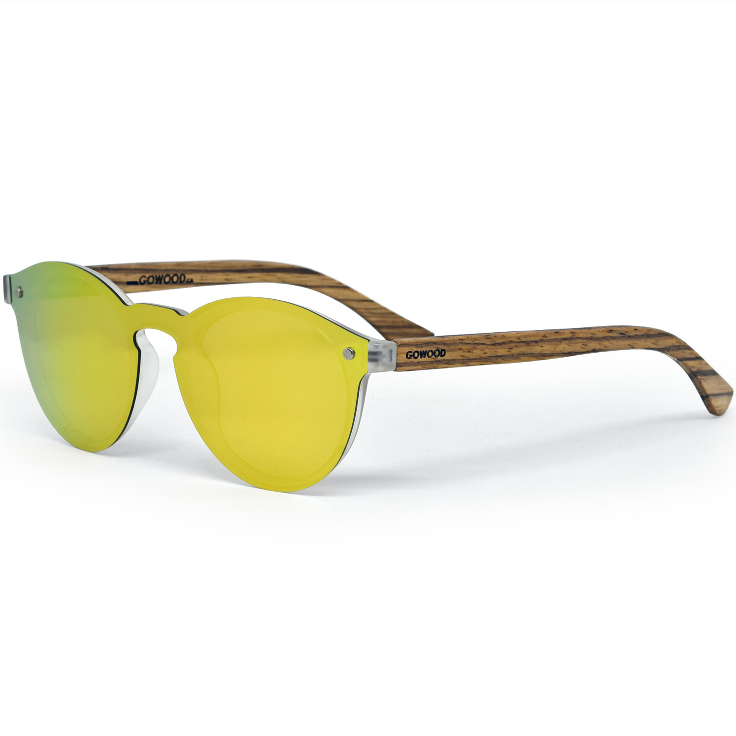 Round zebra wood sunglasses gold polarized polarized lenses
