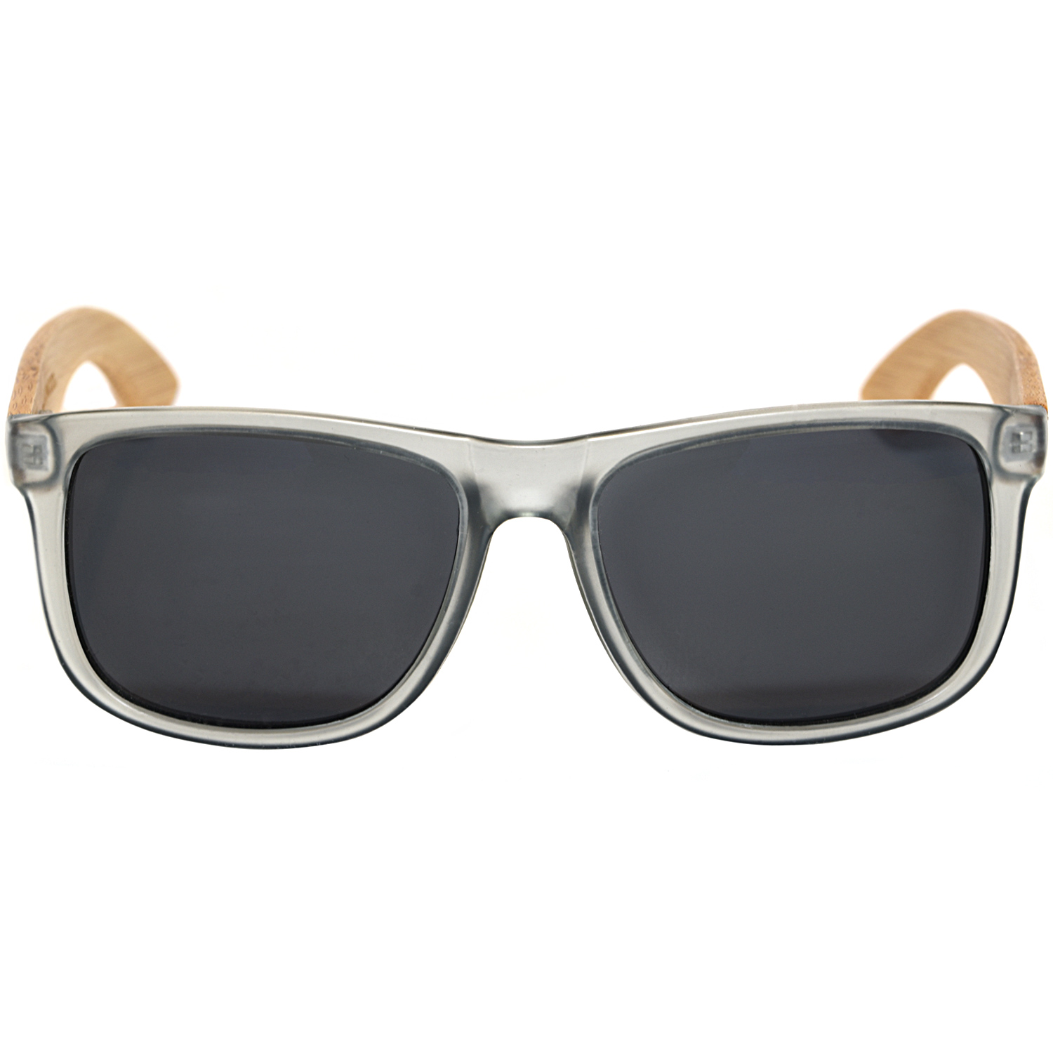 Square bamboo wood sunglasses black polarized lenses