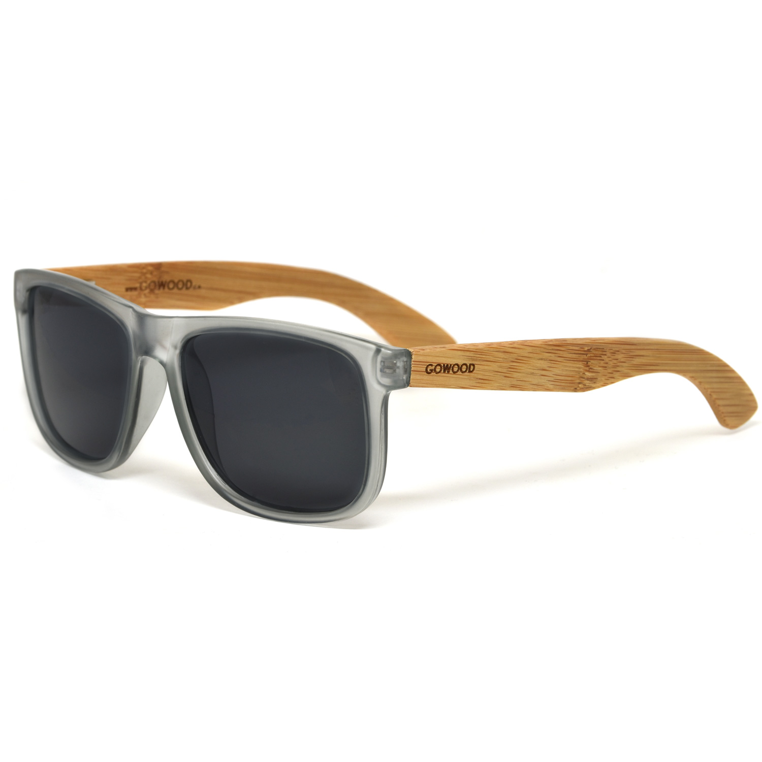 Square bamboo wood sunglasses black polarized lenses