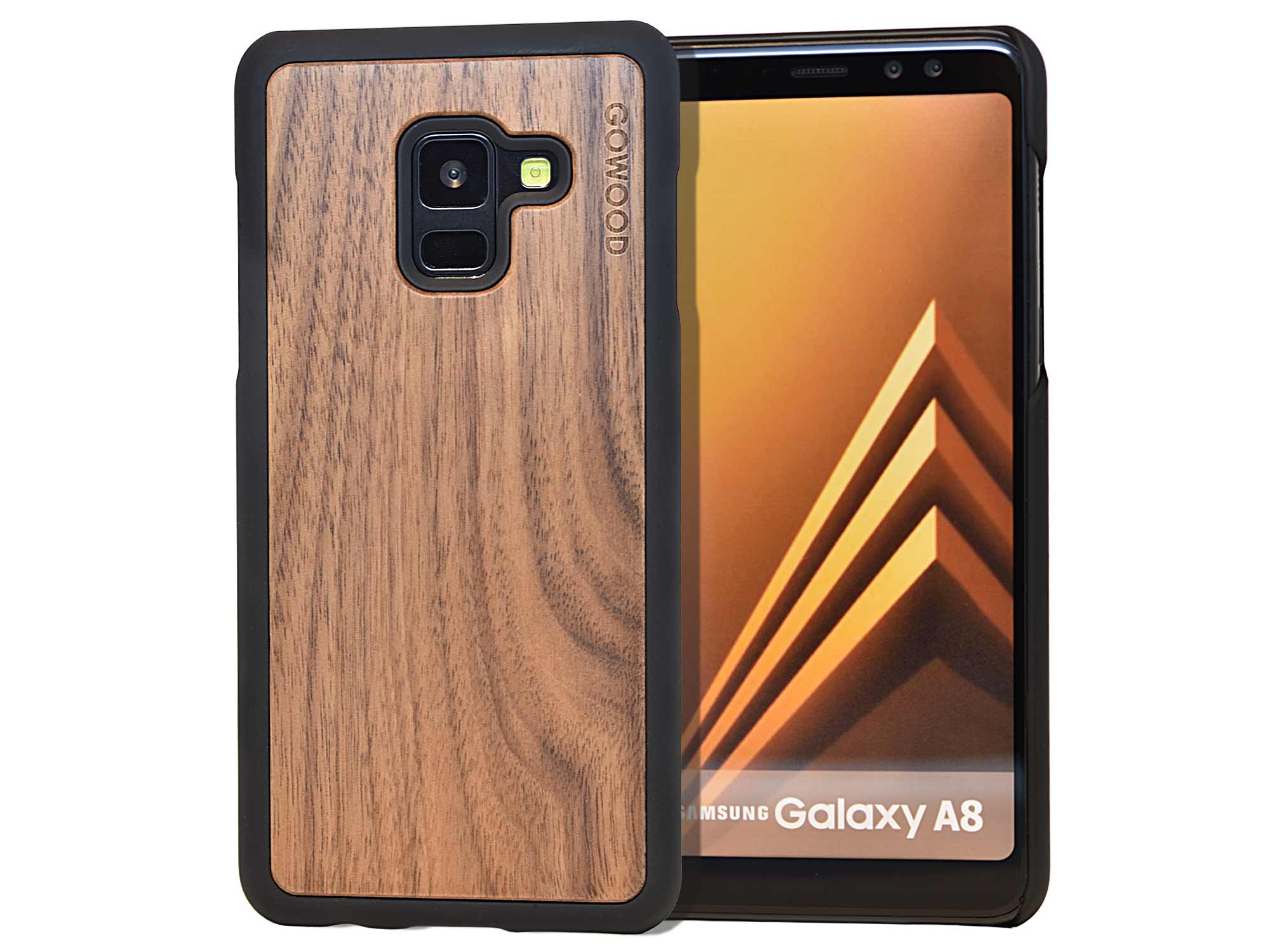 Samsung Galaxy A8 wood case walnut front
