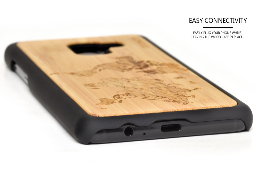 Samsung Galaxy A8 wood case bamboo world map