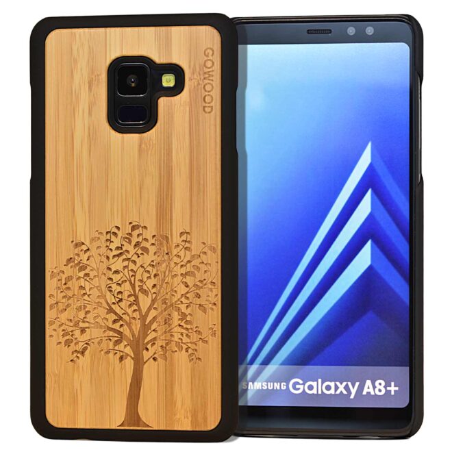 Samsung Galaxy A8 Plus wood case tree front